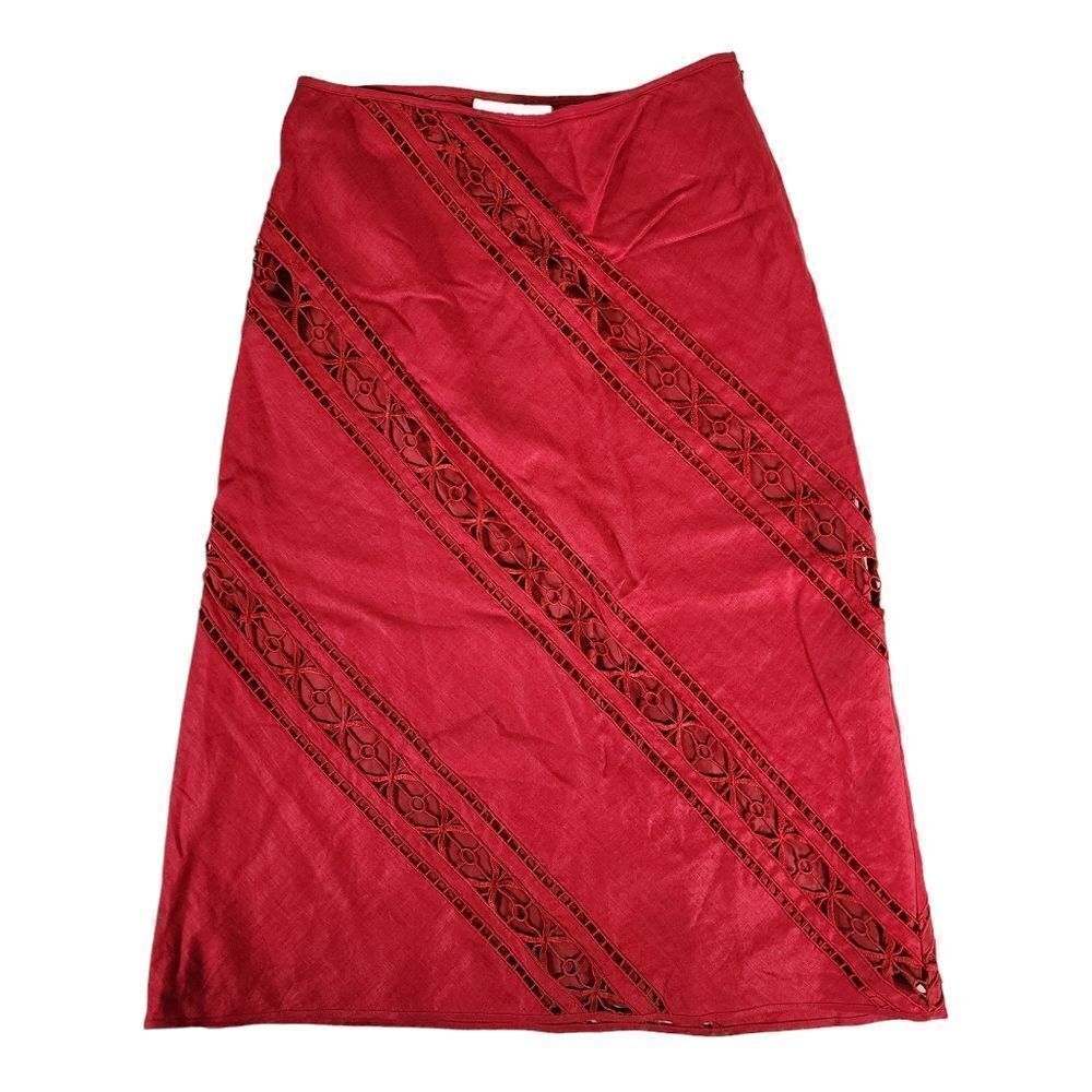 Alfani Red Cut Out Pattern Pencil Skirt